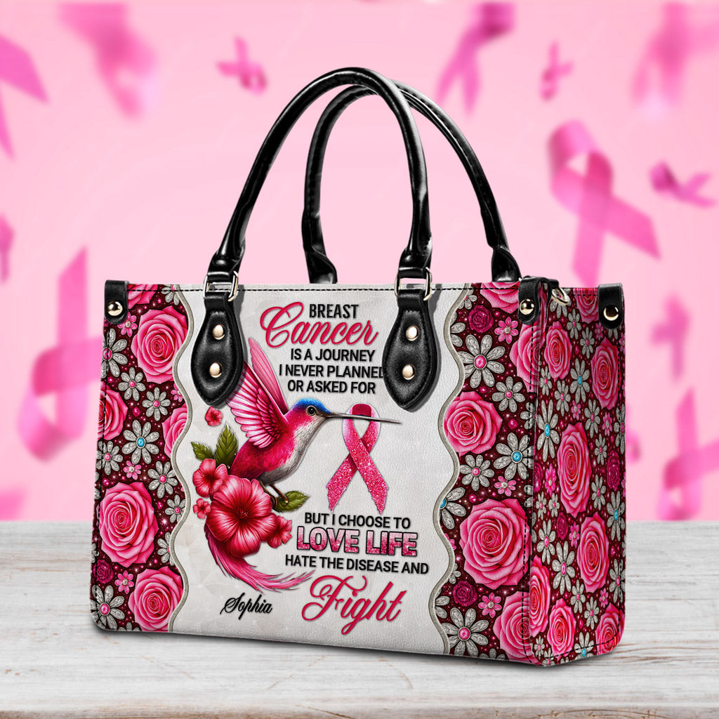 Custom Breast Cancer Awareness Leather PU Handbag UKNT5050909