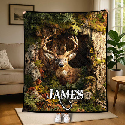 Deer Hunting Quilted Blanket QFNT5281003