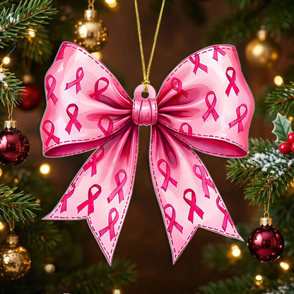 Bow Breast Cancer Acrylic Ornament UKND6090910