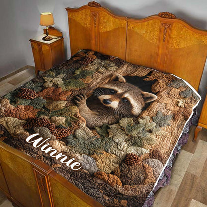 Personalized Raccoon Quilted Blanket QFHM5221004