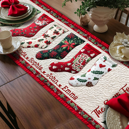 Personalized Family Christmas Stocking Quilted Table Runner UKTO5221005