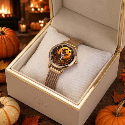 Custom Witch Black Cat Halloween  Watch For Woman UKHM6140802