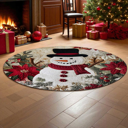 Snowman Christmas Round 3D Printed Rug UKPY5011001