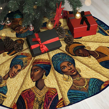 Black Women Christmas Tree Skirt QFND5221006