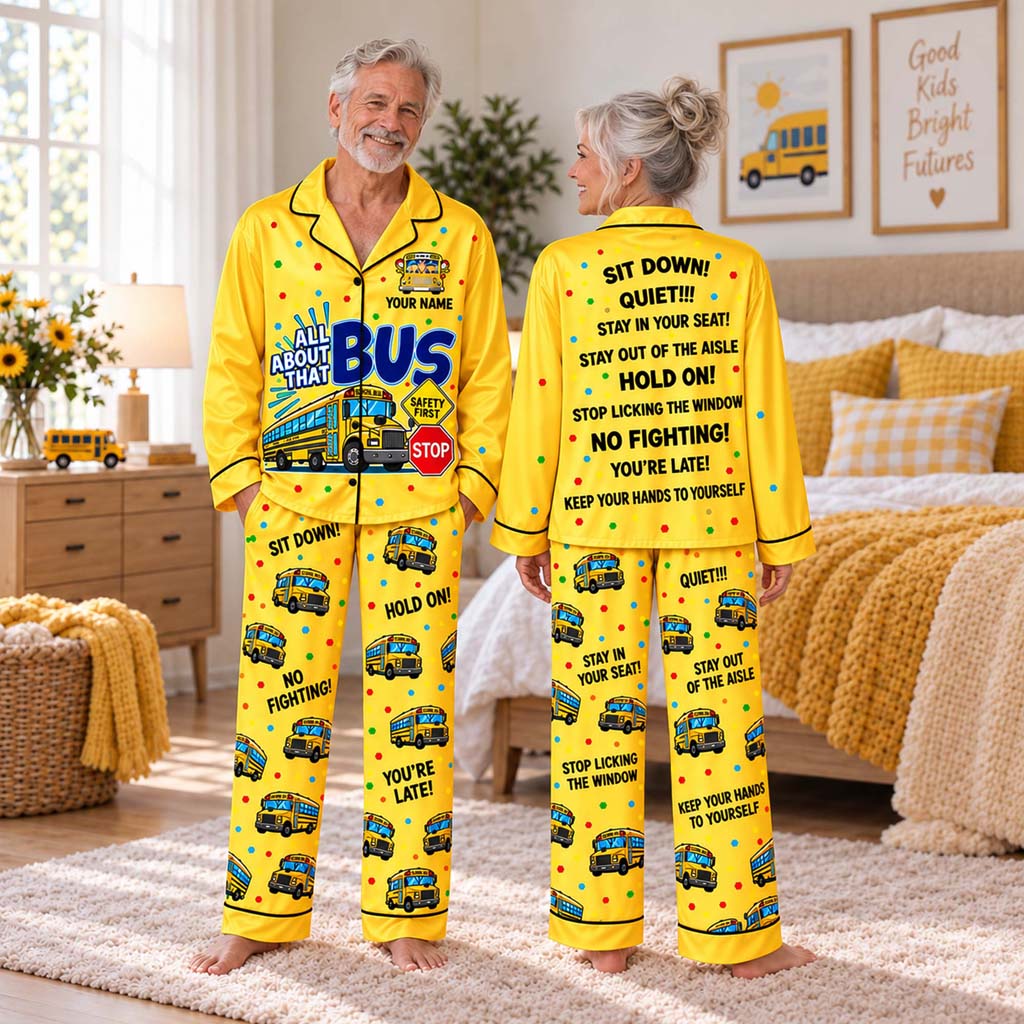 Personalized School Bus Driver Satin Pajama Set UKHM6201007