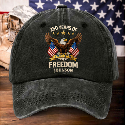 Personalized United State 250th Anniversary Distressed Washed Cotton Printed Hat UKHH6060403