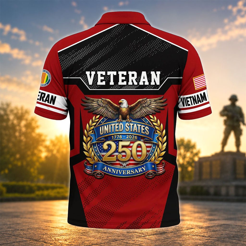Vietnam Veteran United States 250th Anniversary Polo Shirt, Gifts for U.S Veterans UKHA6220602