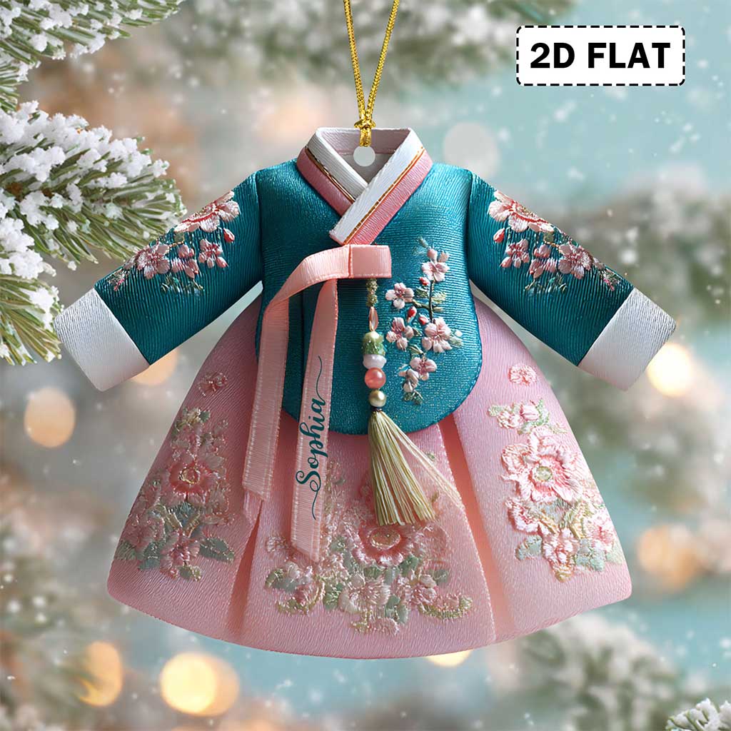 2D FLAT Personalized Korea Hanbok Acrylic Ornament QFND5100904
