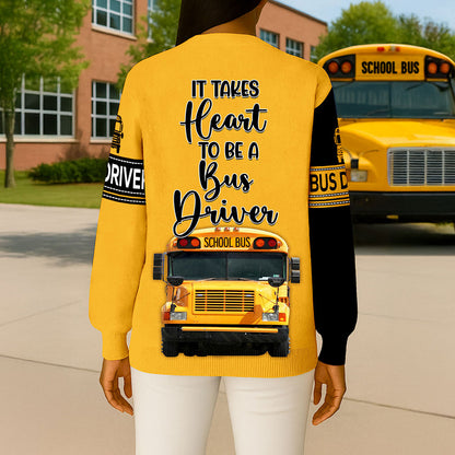 Personalized Name School Bus Driver Knitted Cardigan UKNT5091006