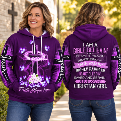 I Am A Bible Believe Cross Butterfly Jesus 3D All Over Printed Clothes UKHM140502