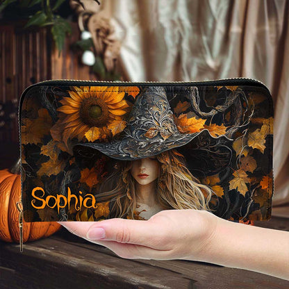 3D Salem Witch with Sunflowers Handbag  Wallet Halloween NPUU4050901
