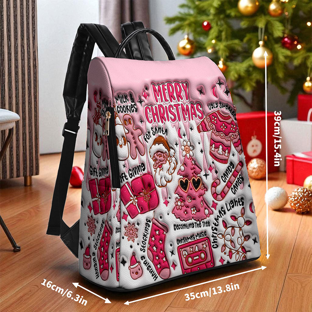 Christmas Vibes FAUX 3D INFLATED PU Leather Backpack QFTO5141002