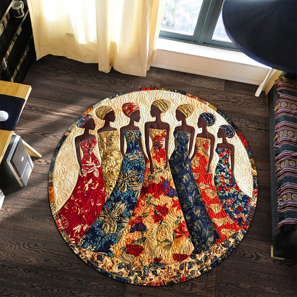 African Black Women Round Mat, Black Woman Rug UKNT5231006