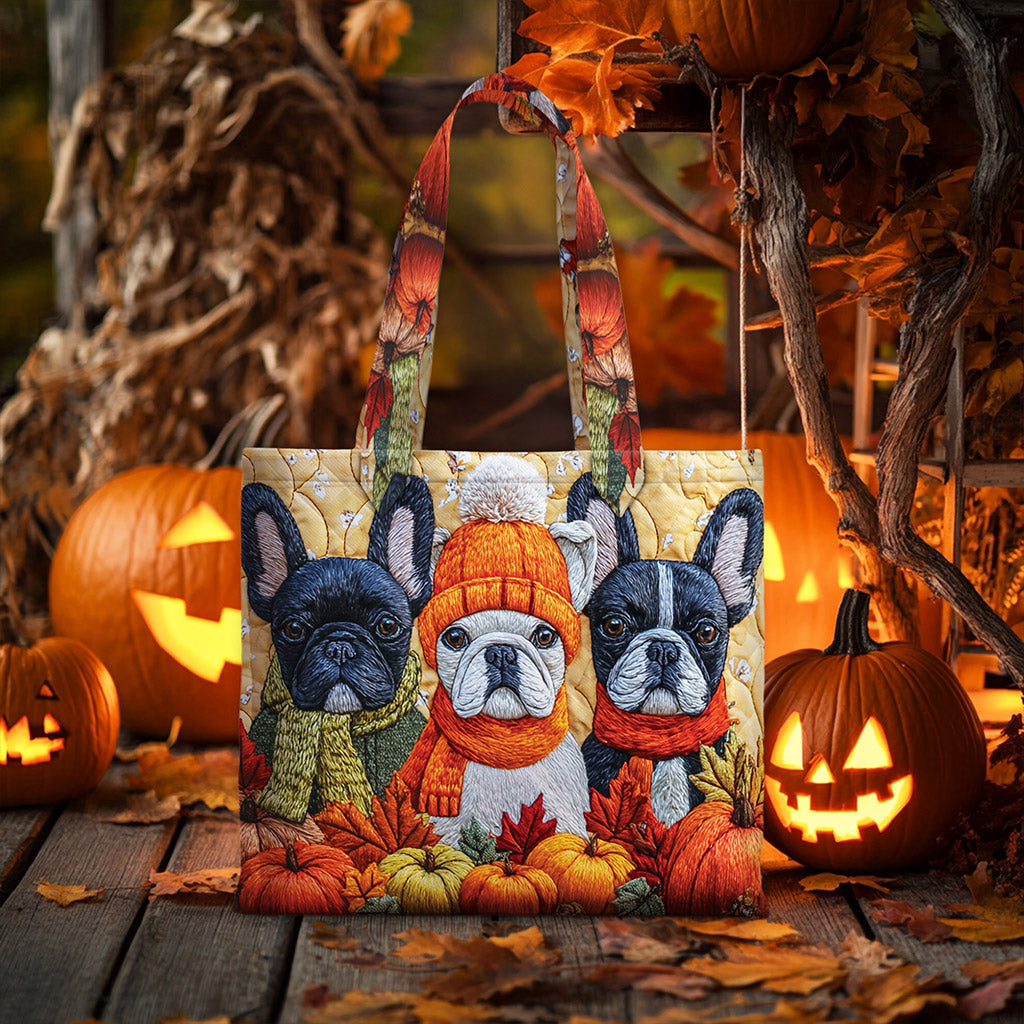 Personalized Fall Pumpkin Halloween Dog Quilted Tote Bag QFNT5250802