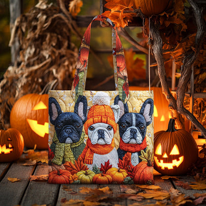 Personalized Fall Pumpkin Halloween Dog Quilted Tote Bag QFNT5250802
