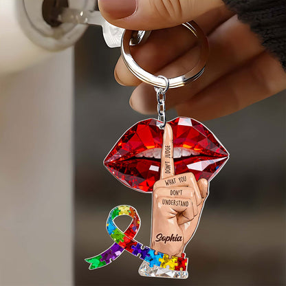 Custom Faux Crystal Autism Acrylic Keychain THHA6100403
