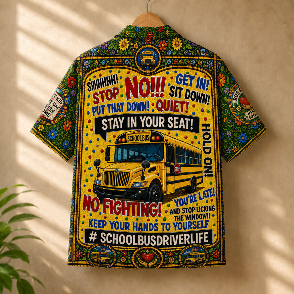 School Bus Gothic Stained Glass Hawaiian Shirt QFND6240601