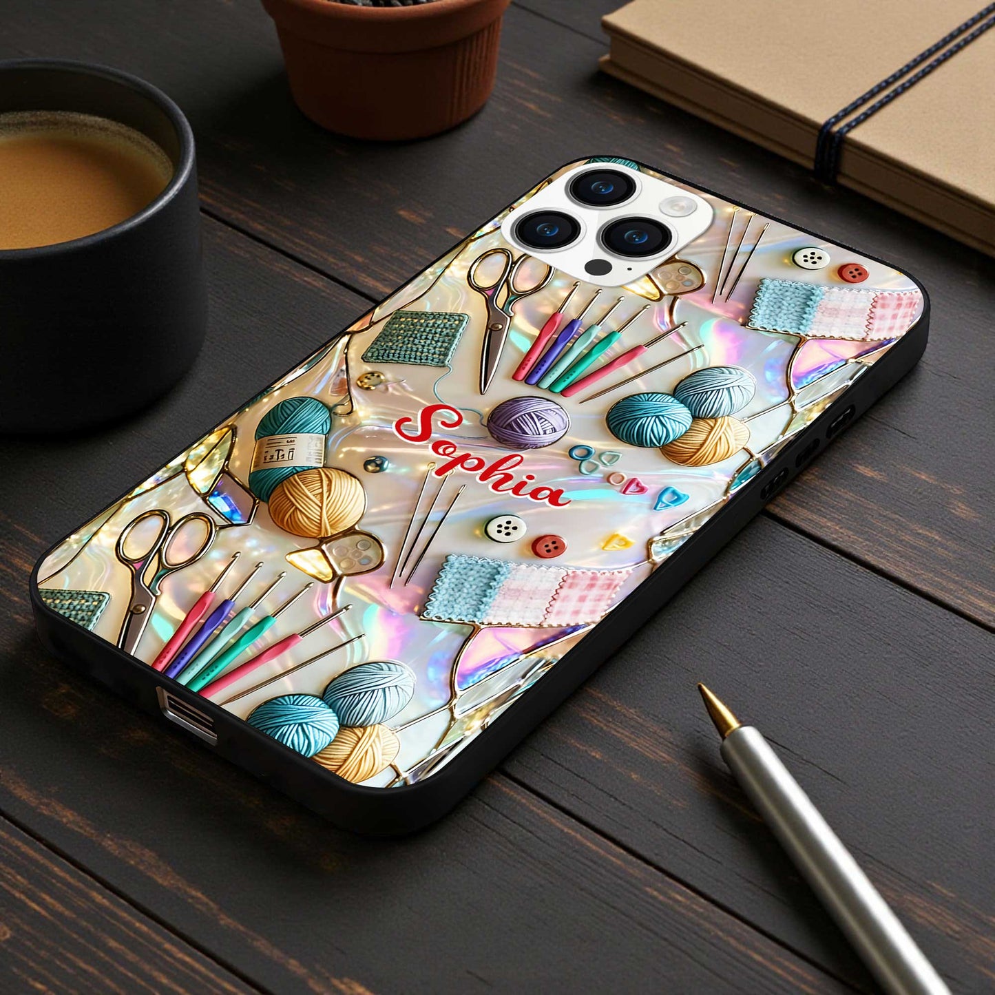 Custom Crochet Faux Stained Glass Phone Case THHH6210103