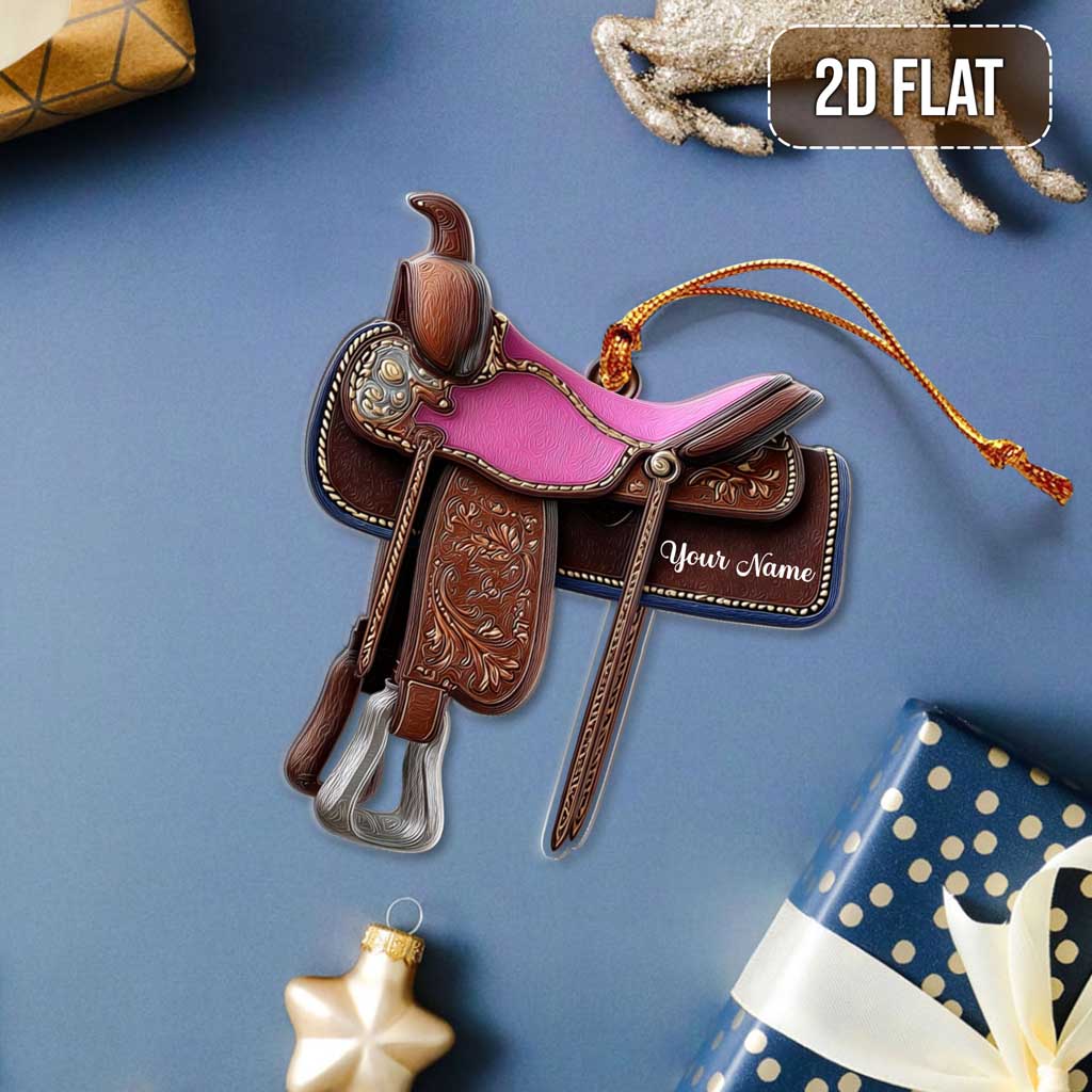 Custom Horse Saddle Christmas Ornament, Personalized Flat Ornament for Cowboy Cowgirl, Horse Racing Ornament, Cowboy Christmas Ornaments THTD5170903