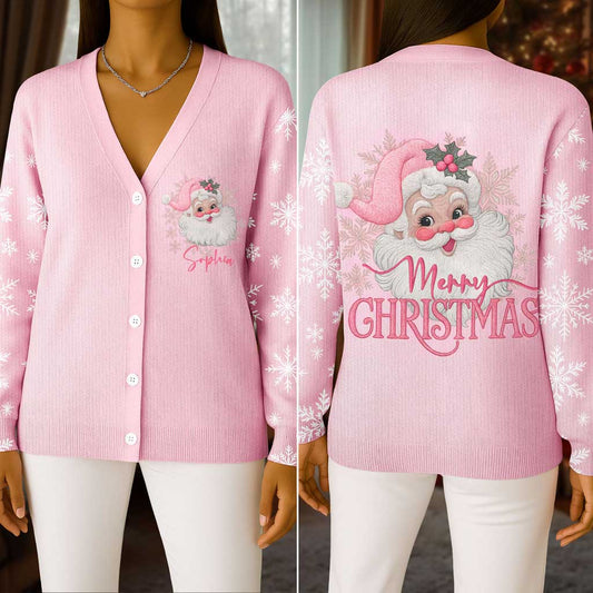 Custom Christmas Santa Claus Knitted Cardigan UKTD5101001