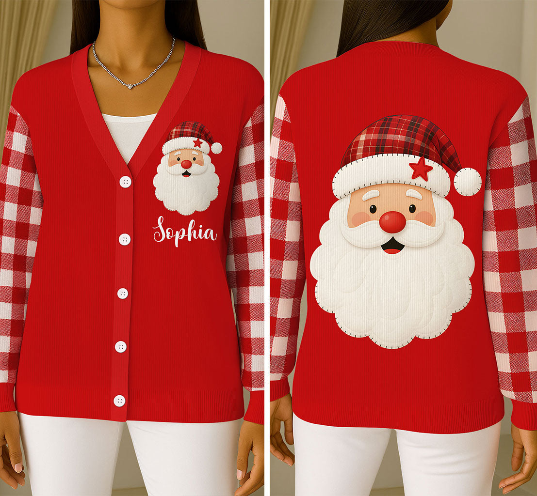 Custom Christmas Santa Claus Knitted Cardigan UKTZ5151005