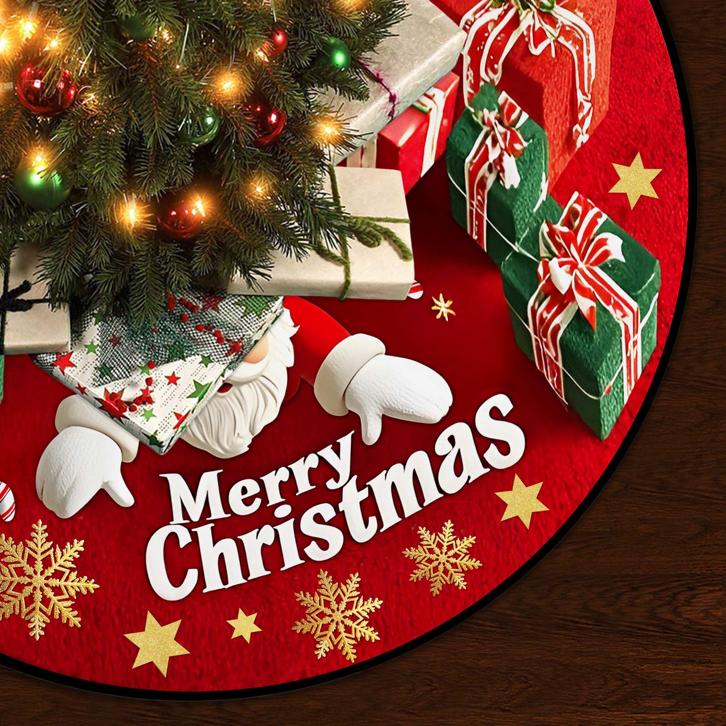 Personalized Christmas Tree Skirt, Custom Family Name Christmas Tree Skirt UKPY5171002