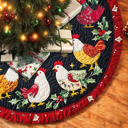 Roosters Christmas Tree Skirt, Chicken Tree Skirt UKTD5271004