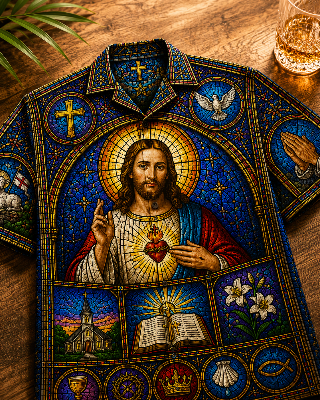 Jesus Stained Glass Hawaiian Shirt - Unisex Cathedral Window UKNT6160622