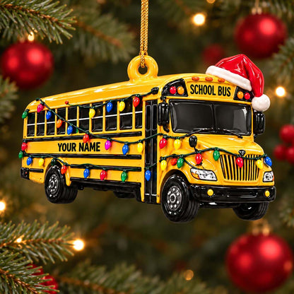 Personalized School Bus 3D Relief Acrylic Ornament, 3D Ornament Gift for School Bus Drive UKHM6211005