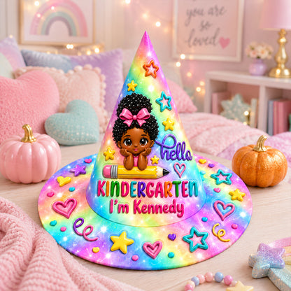 Personalized Back To School Witch Hat, Black Girl Witch Hat For Kid UKND6100911