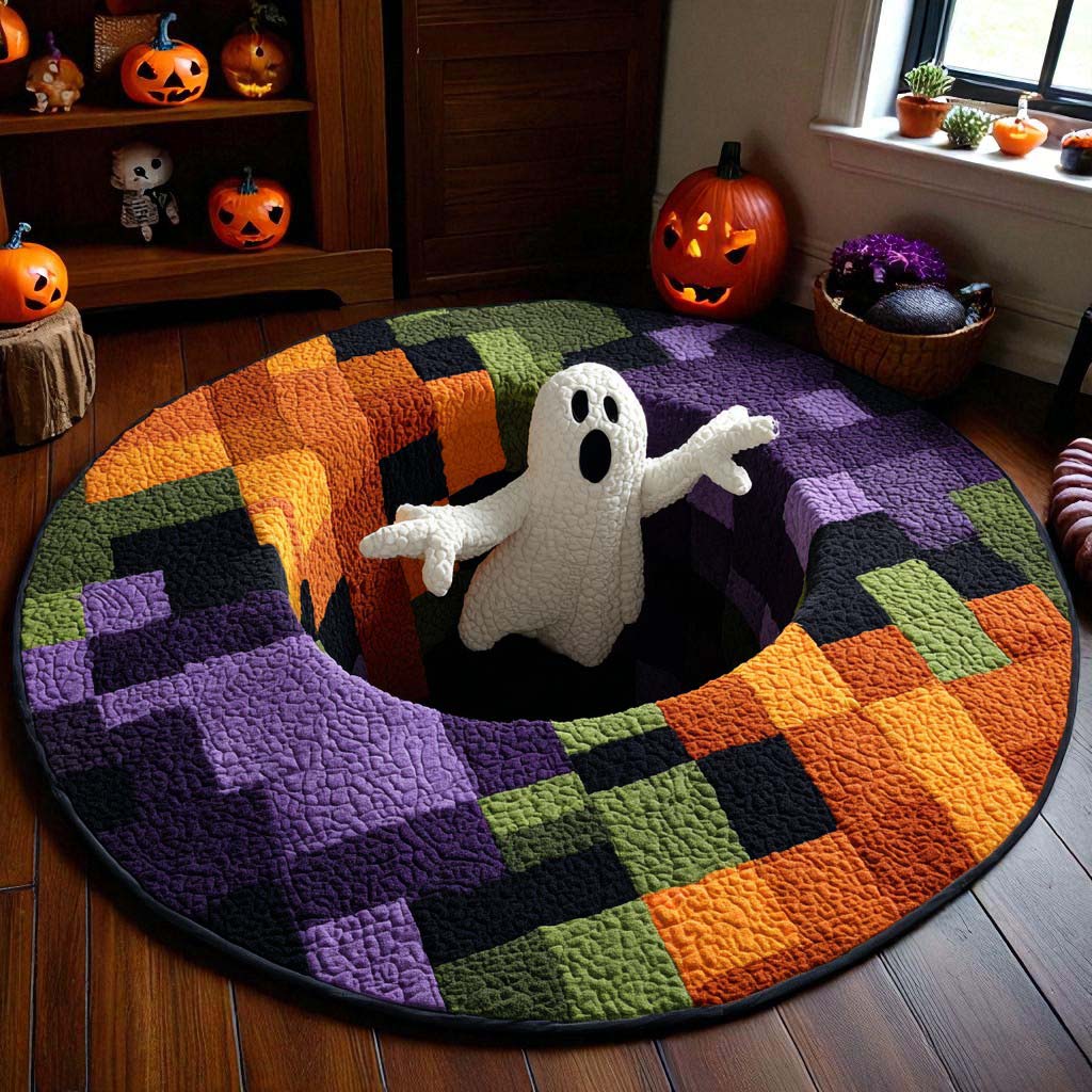 Halloween Optical Illusion Rug, Cute Ghost 3D Effect Rug QFTD5120903