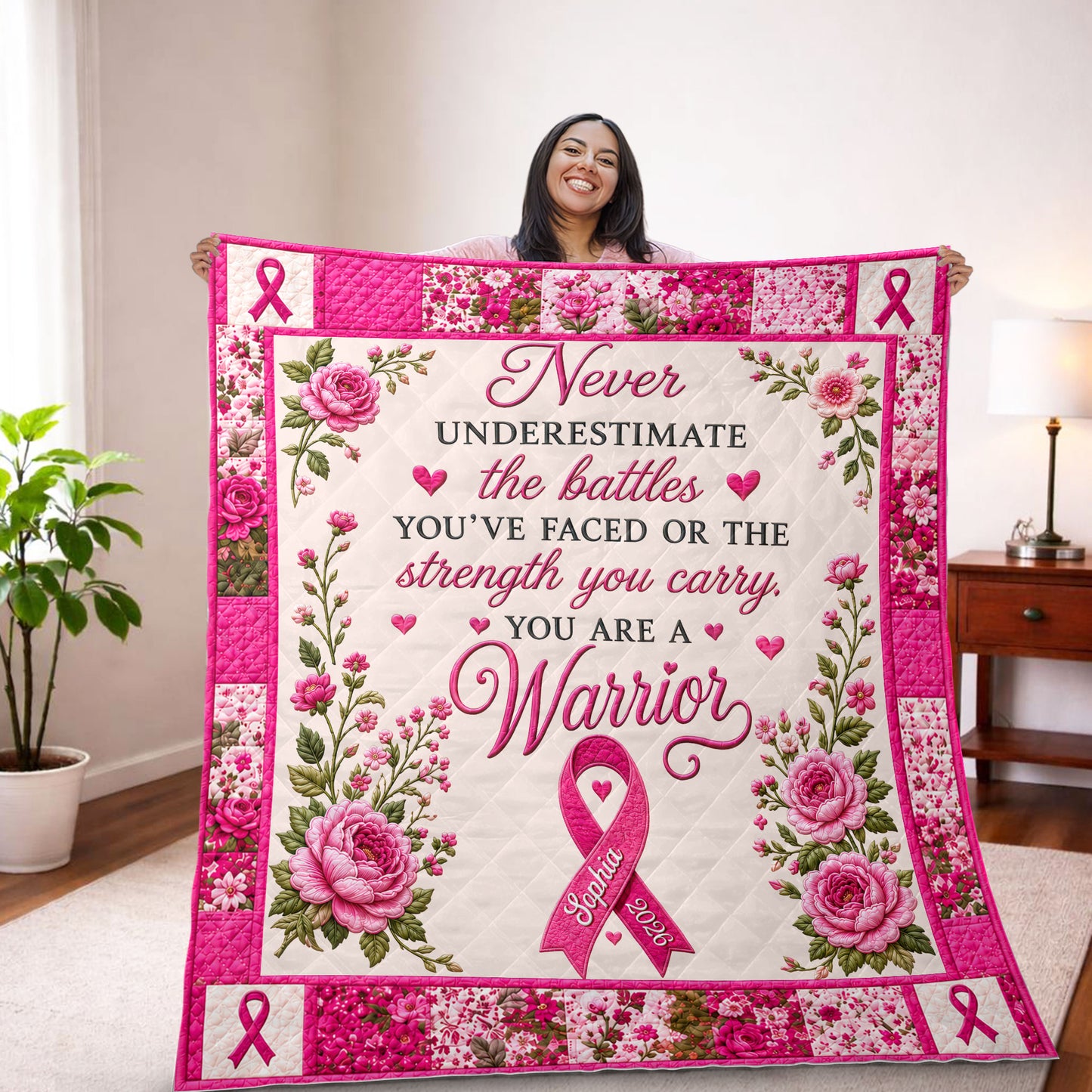 Personalized Breast Cancer Quilt Blanket QFTD6250601