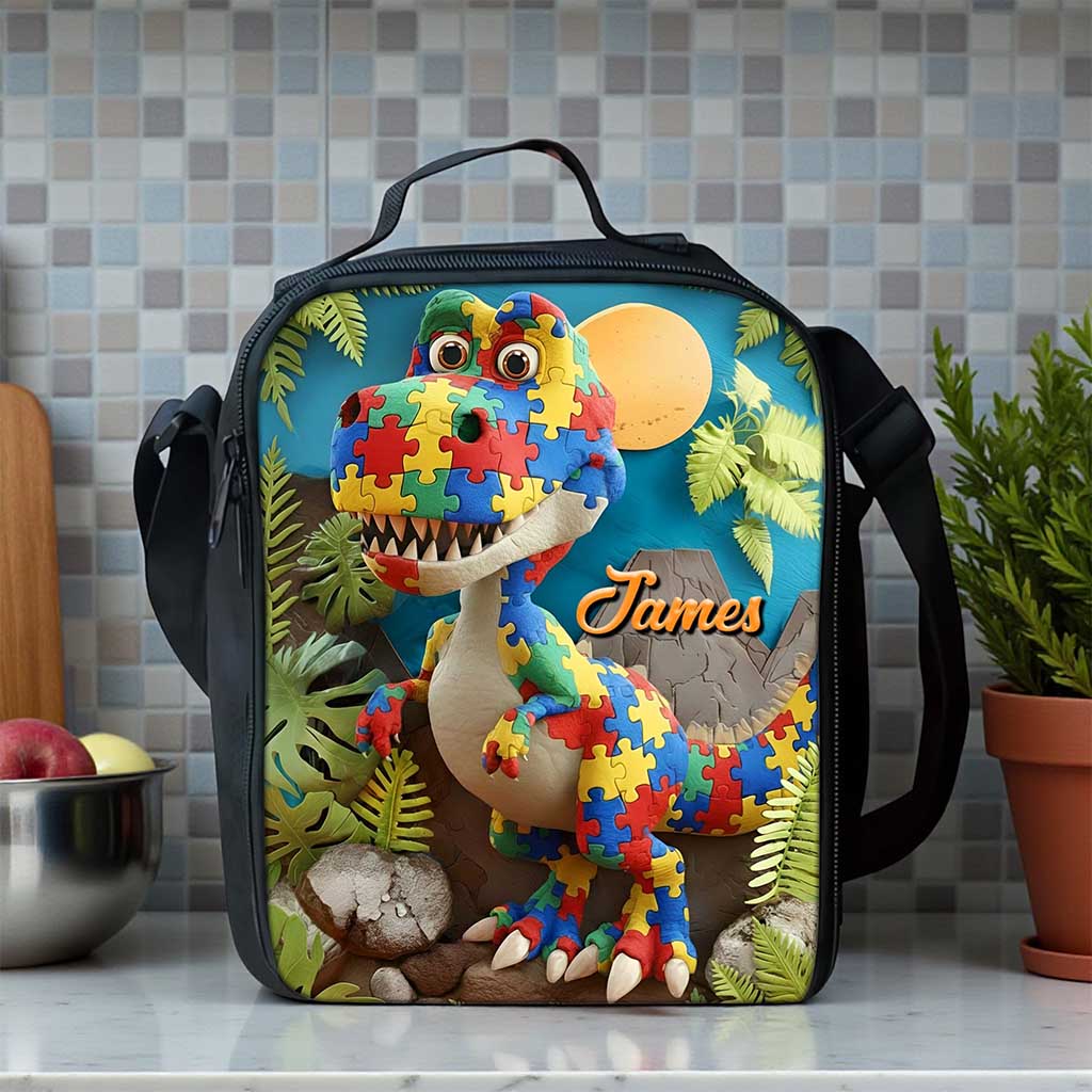 Custom Autism Dinosaur Backpack Set THND6100204