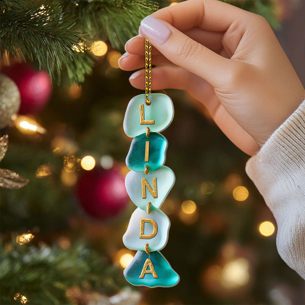 Personalized Name Family Acrylic Ornament, Sea Glass Alphabet Ornament QFTO5271001