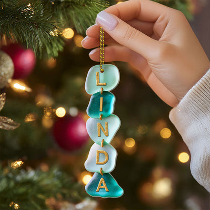 Personalized Name Family Acrylic Ornament, Sea Glass Alphabet Ornament QFTO5271001
