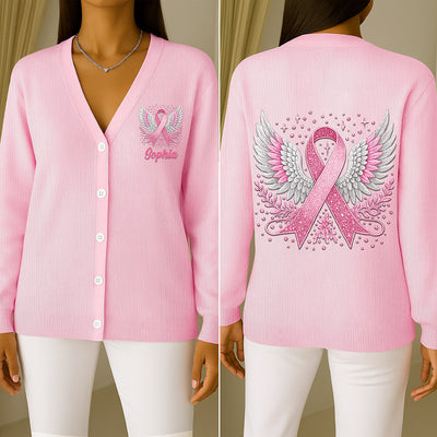 Custom Breast Cancer Knitted Cardigan UKTO5300902
