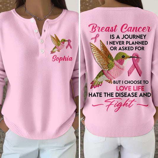 Personalized Breast Cancer Buttoned Cardigan Sweater QFTD5111003