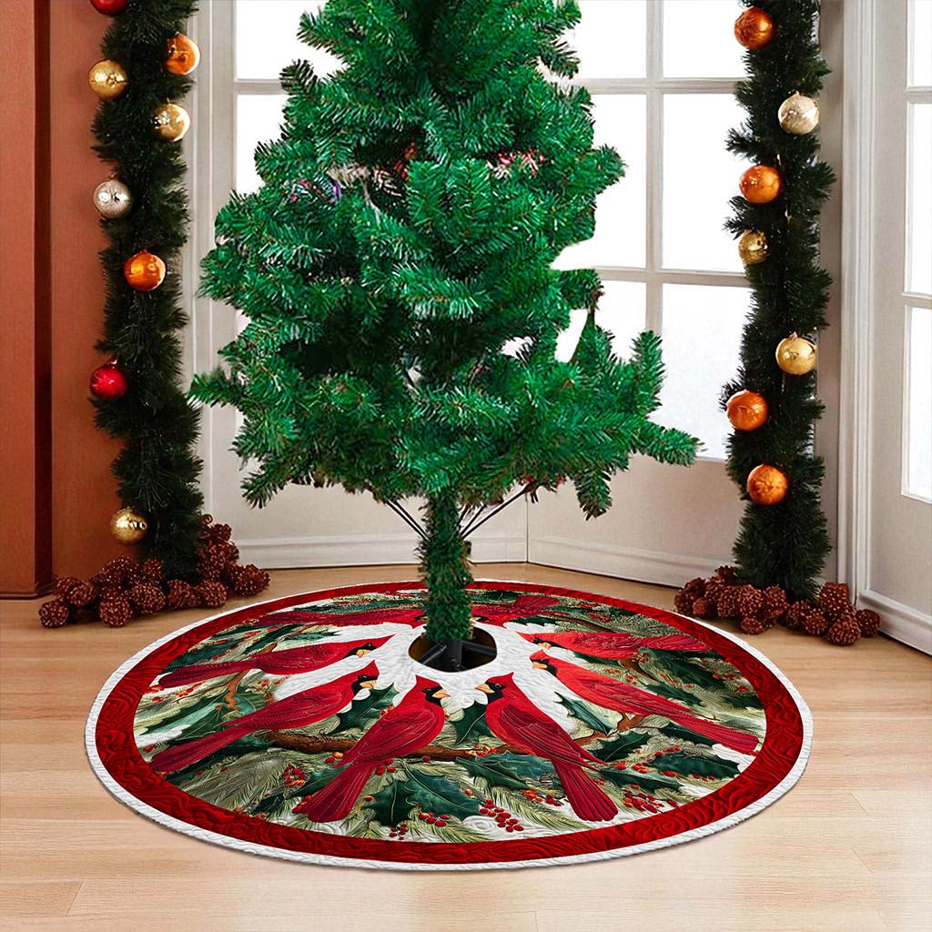 Red Cardinal Birds Christmas Tree Skirt QFND5251001