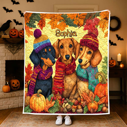 Custom Dachshund Halloween Quilted Blanket UKHM5090903