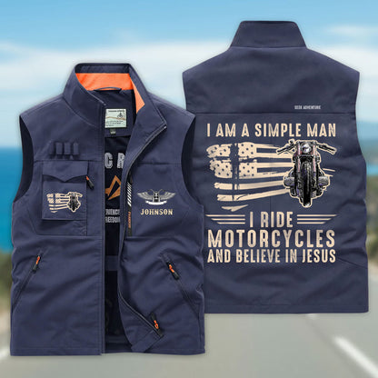 (CHECK SIZE CHART) Personalized Motorcycle Multi-Pocket Vest UKND6220402