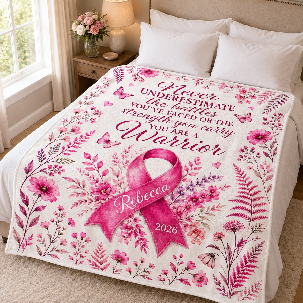 Personalized Breast Cancer Fleece Blanket QFTD6150802