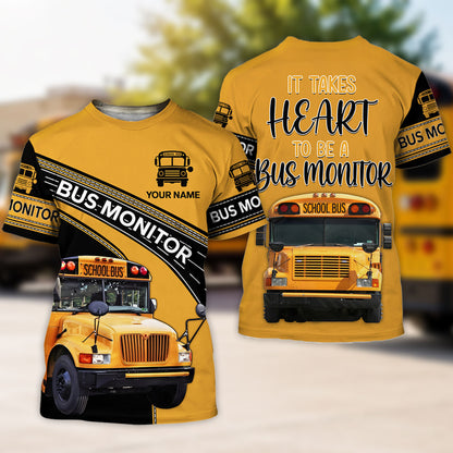 Personalized Name School Bus Monitor, It Takes Heart To Be A Bus Monitor NPNT6200805