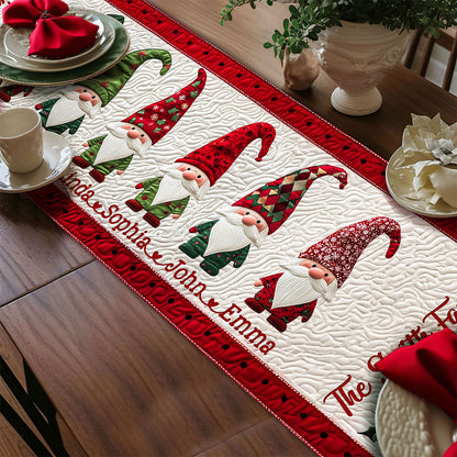 Personalized Family Christmas Gnomes Quilted Table Runner UKTO5221004