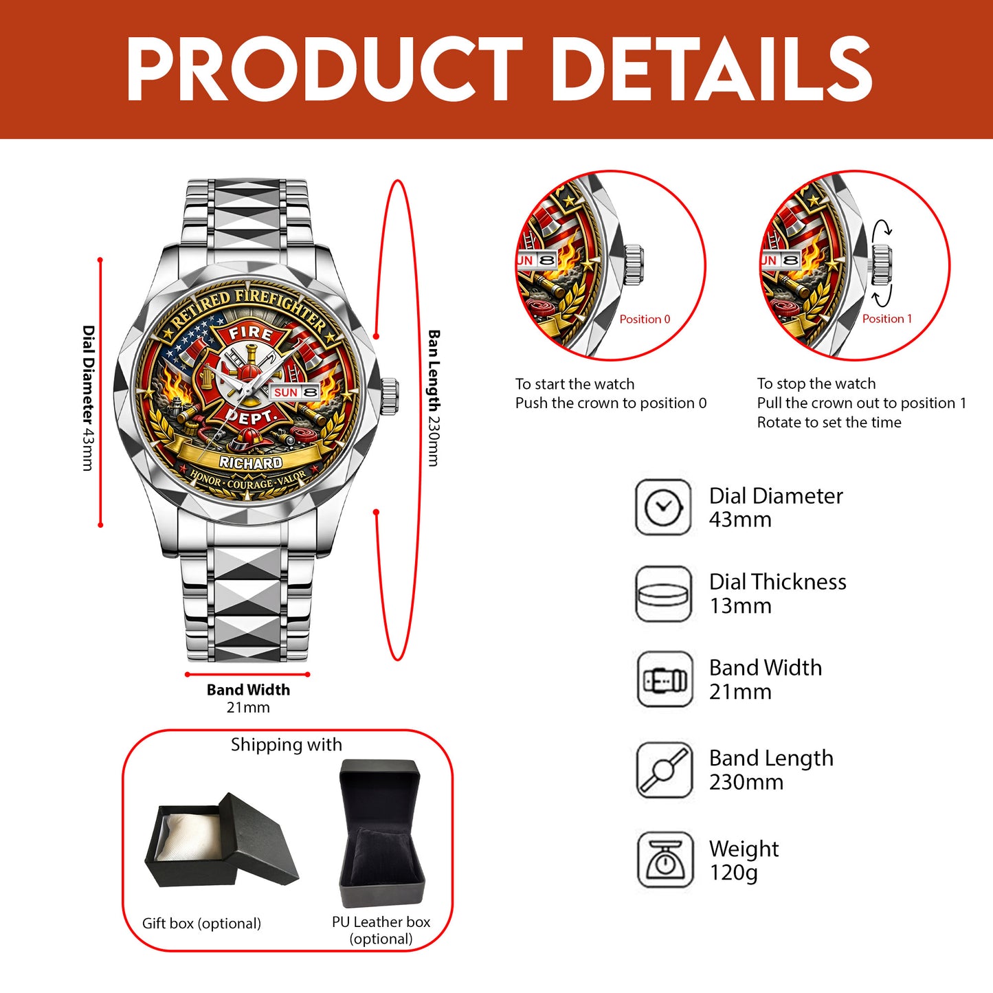 Custom Firefighter Wrist Watch For Men THNT6310304