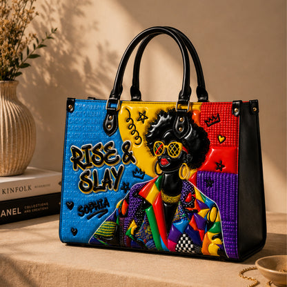Personalized Black Women PU Leather Handbag QFTD6050601
