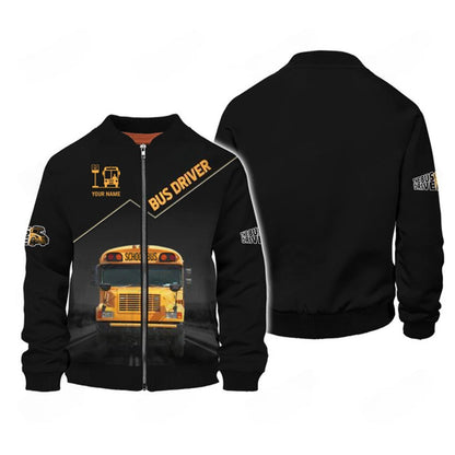 Custom Bus Driver Shirts School Bus 3D Shirts Black & Yellow UKND6270610