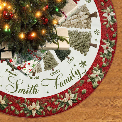Personalized Family Name Christmas Tree Skirts, Family Gift for Xmas QFTO5260902