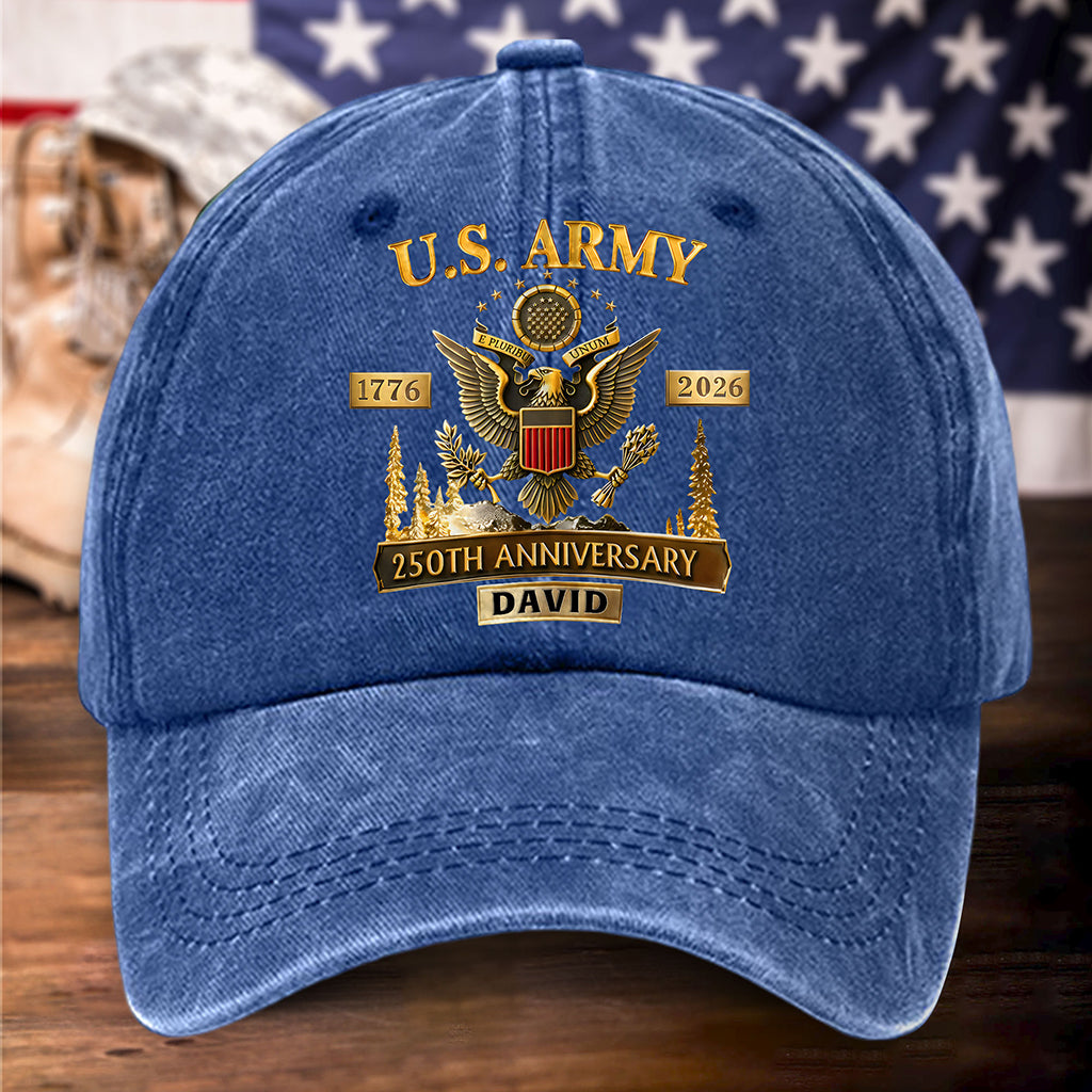 Personalized US Army 250th Anniversary Distressed Washed Cotton Printed Hat UKHH6060405