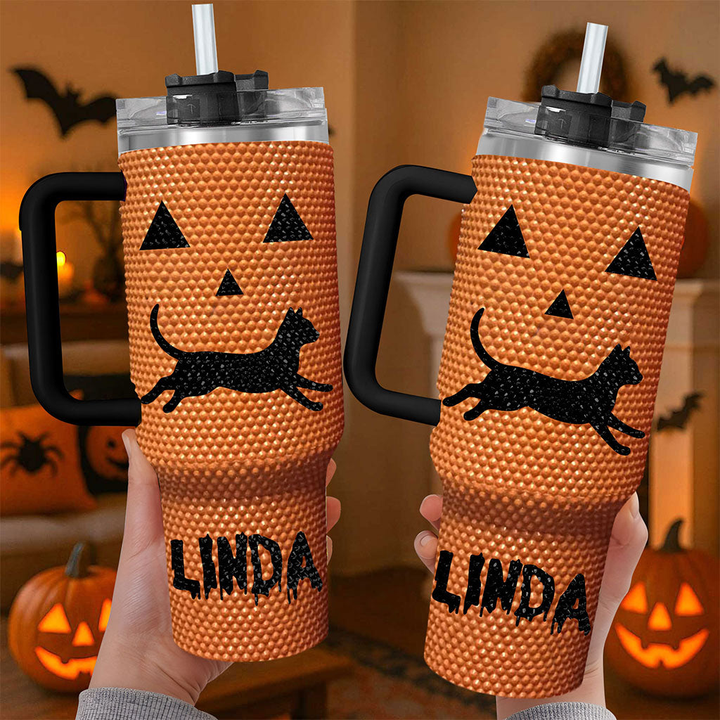 Custom Black Cat Halloween Spooky Rhinestone 40 Oz Tumbler UKTO5100901