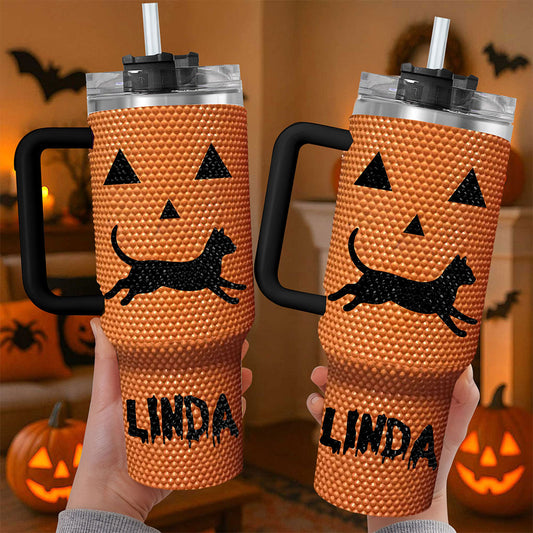 Custom Black Cat Halloween Spooky Rhinestone 40 Oz Tumbler UKTO5100901